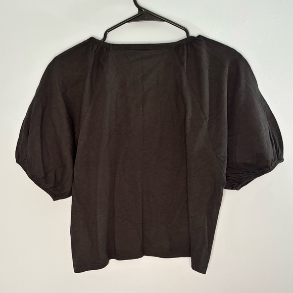 NEW Aerie Woman’s Scoop Neck Cropped Casual Shirt Black Top Size XS - Picture 2 of 6